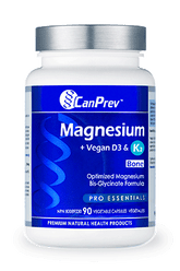 CanPrev Magnesium Bis-Glycinate + Vegan D3 & K2 (90 VegCaps)