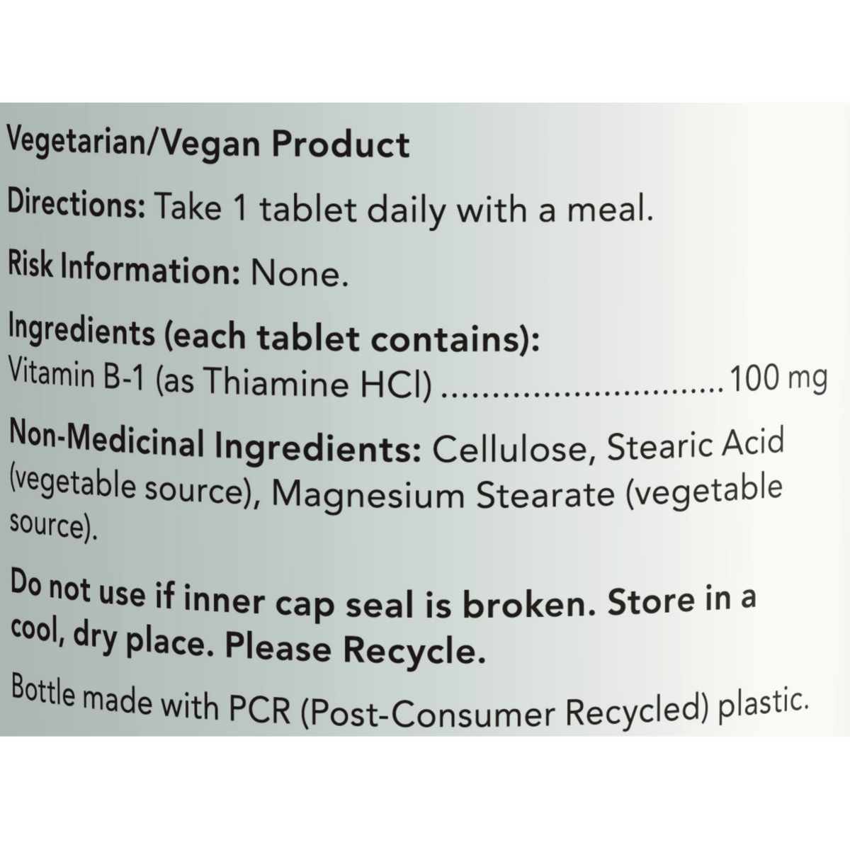 NOW Supplements Vitamin B-1 100mg (100 Tabs)