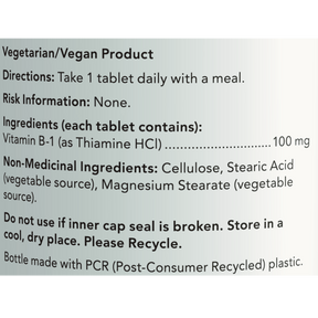 NOW Supplements Vitamin B-1 100mg (100 Tabs)