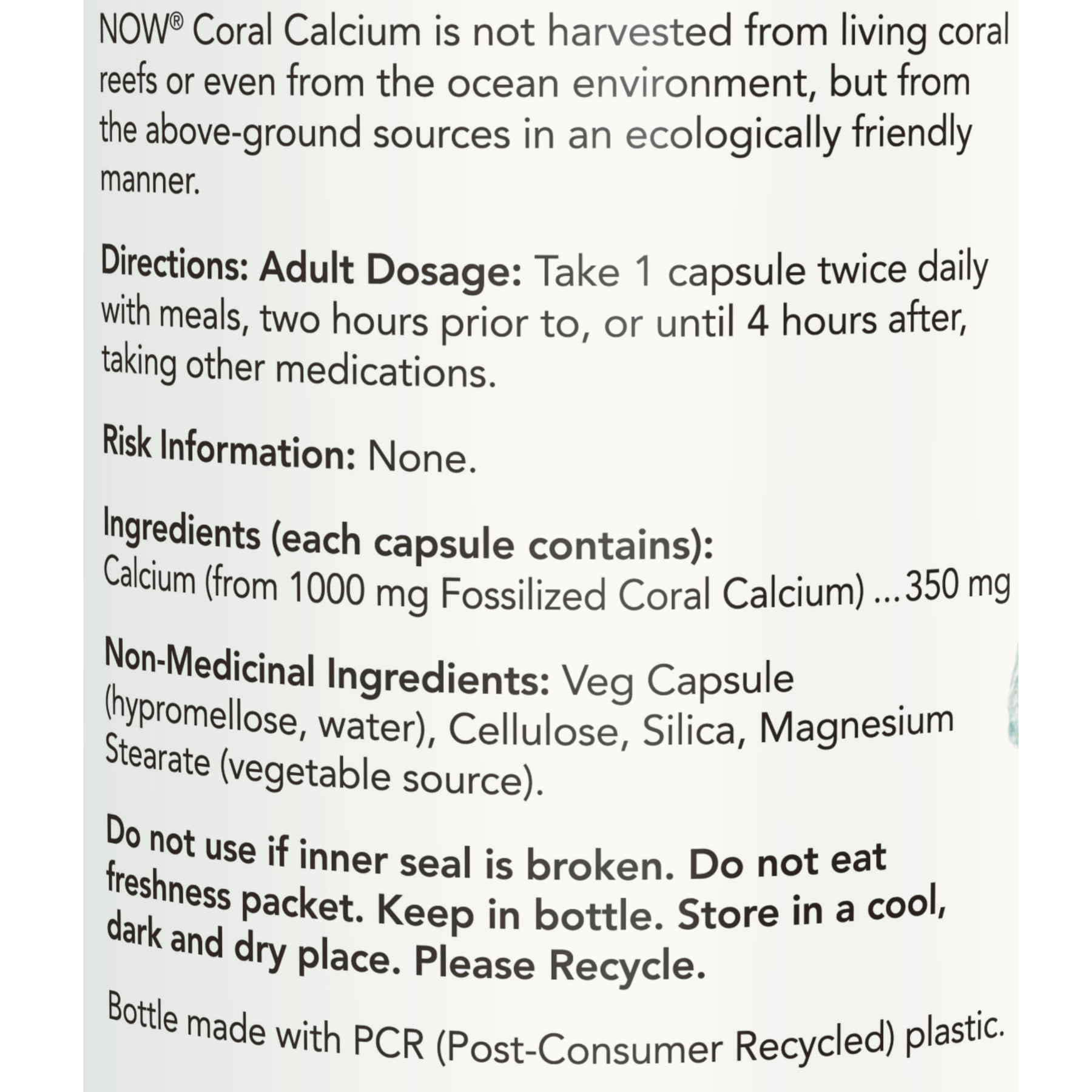 NOW Coral Calcium 1000mg (100 VegCaps)