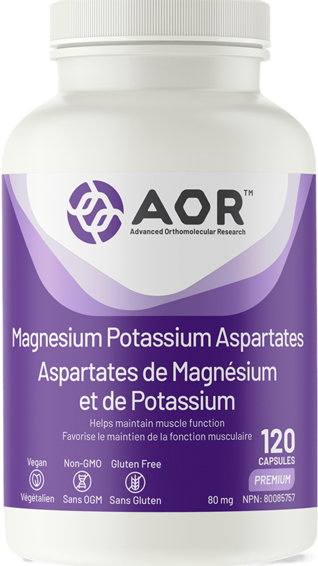 AOR Magnesium Potassium Aspartates (120 Veg Caps)