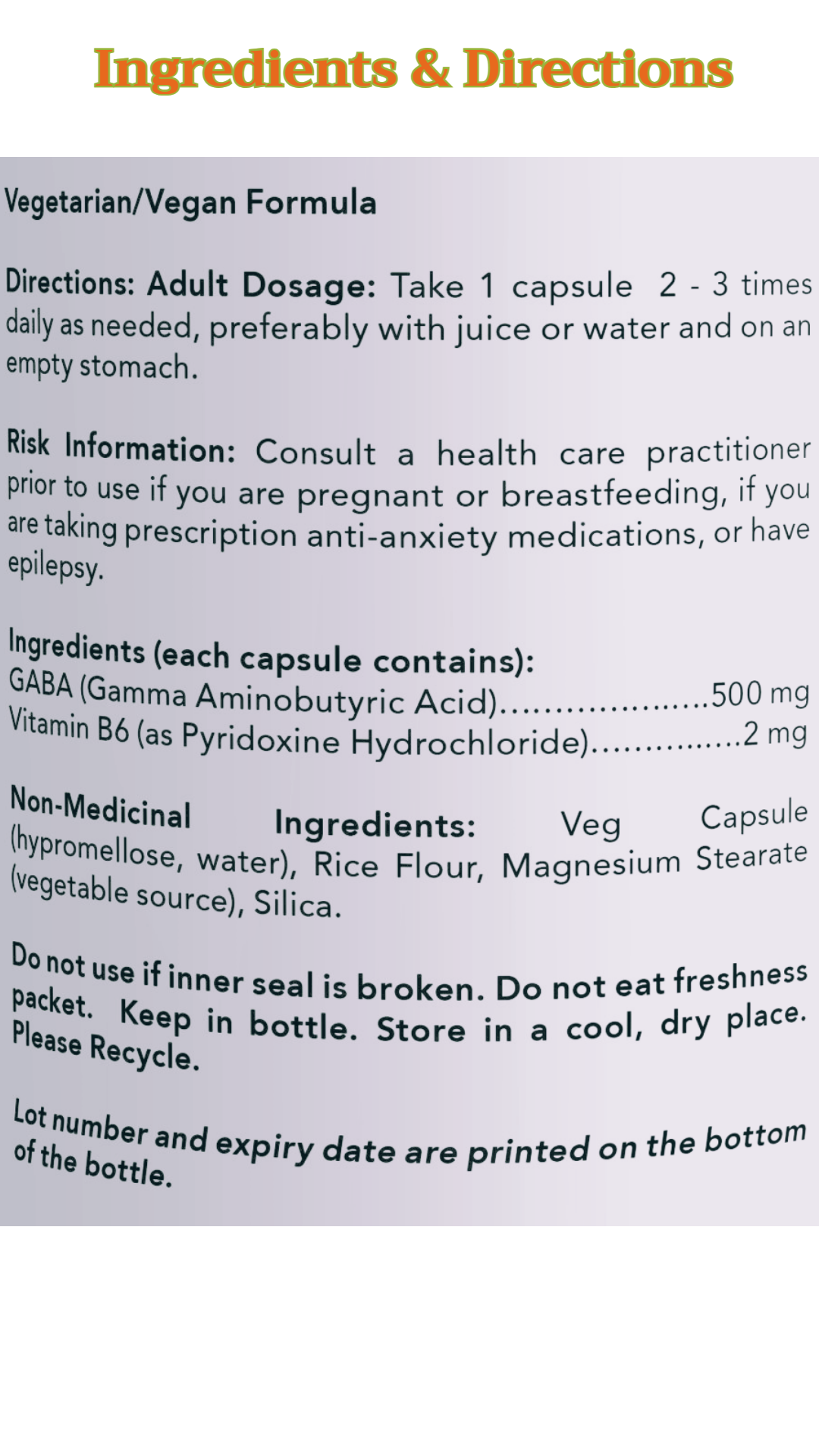 NOW Foods Gaba with B-6 500mg