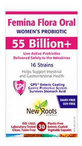 New Roots Herbal Femina Flora Oral 55 Billion+ 16 Strains (30 Enteric Coated Veg Caps)