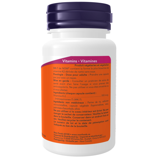 NOW Foods MK-7 Vitamin K-2 100mcg (60 VegCaps)